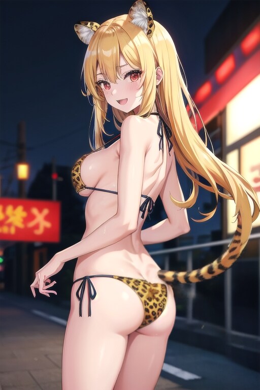 猫の日V4B豹柄ビキニ猫娘🐆👙🐈😻❤️
