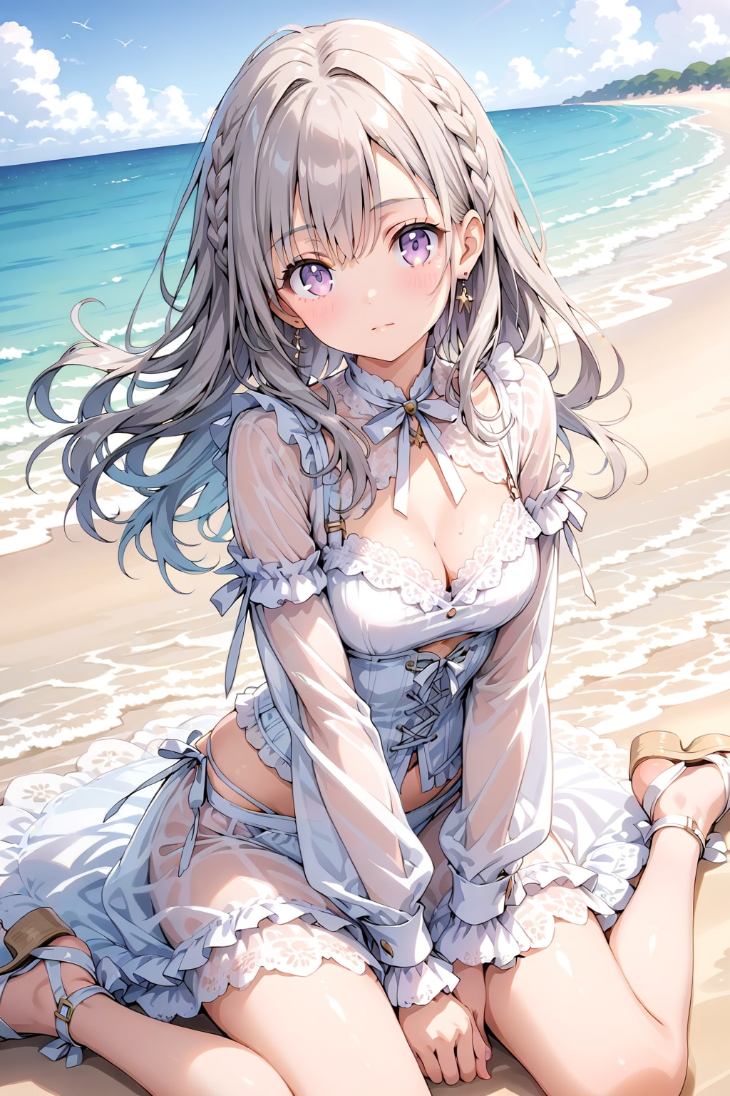 海で会った少女 | の人気AIイラスト・グラビア