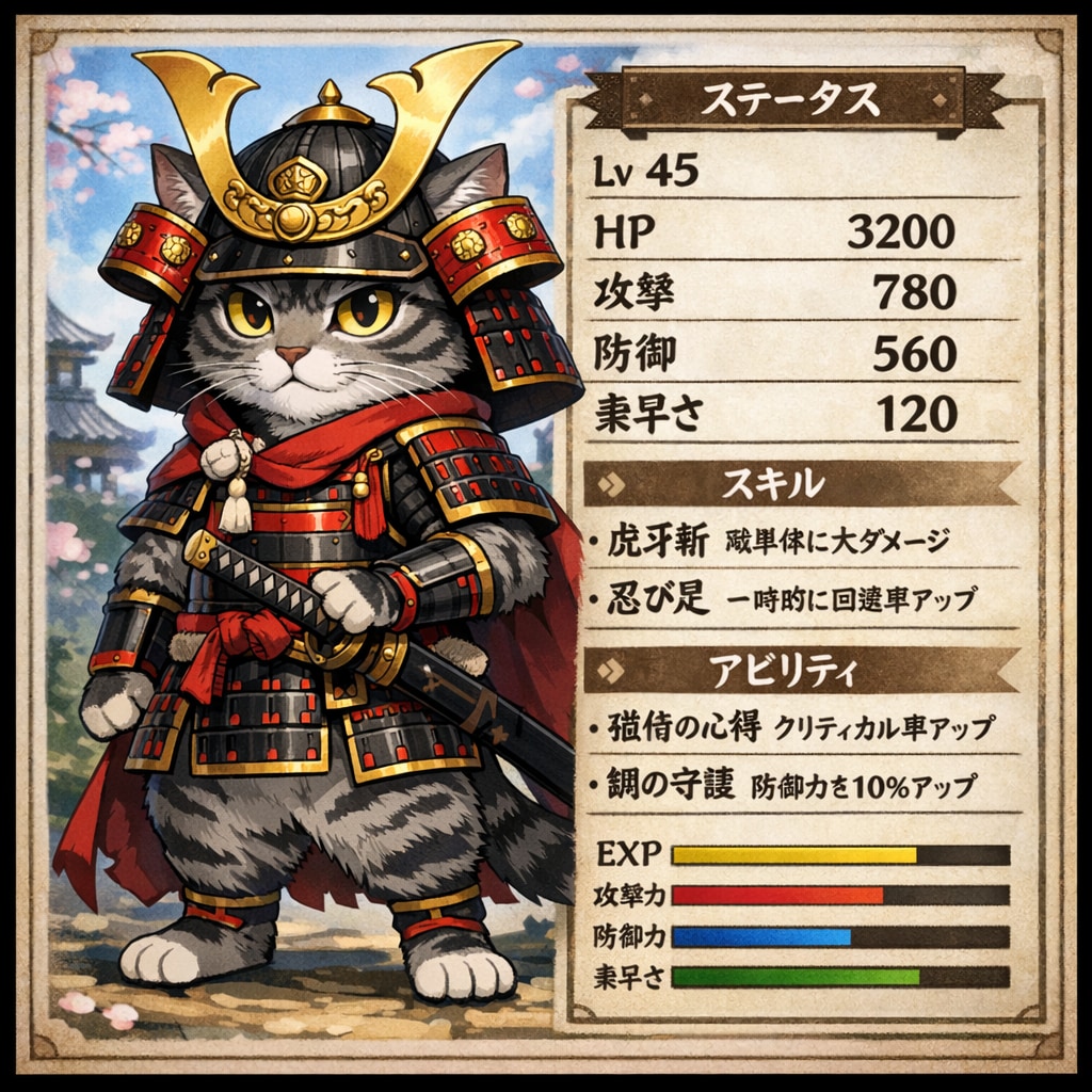 猫侍のステータス | の人気AIイラスト・グラビア