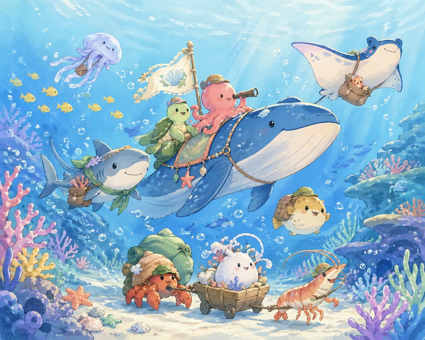 海の生きものたちの旅 | の人気AIイラスト・グラビア