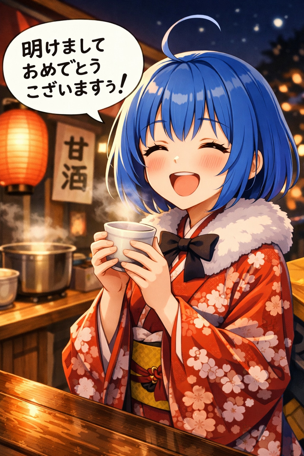 年越しを甘酒を飲みながら | の人気AIイラスト・グラビア