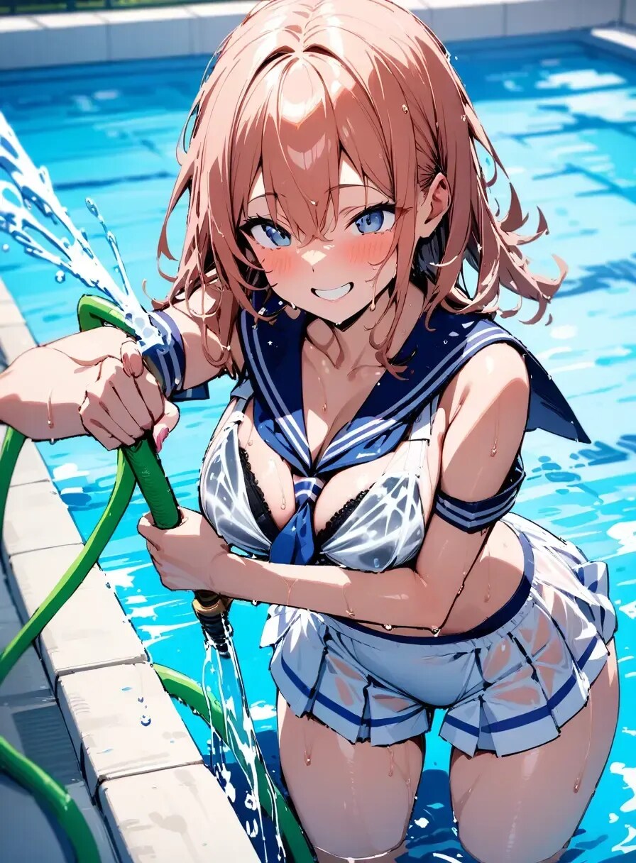 プールで水遊び
