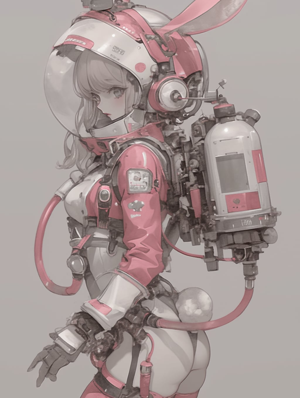 桃色兎耳機械化深淵潜水隊 pink bunny abyss diver  android girl sci-fi mode