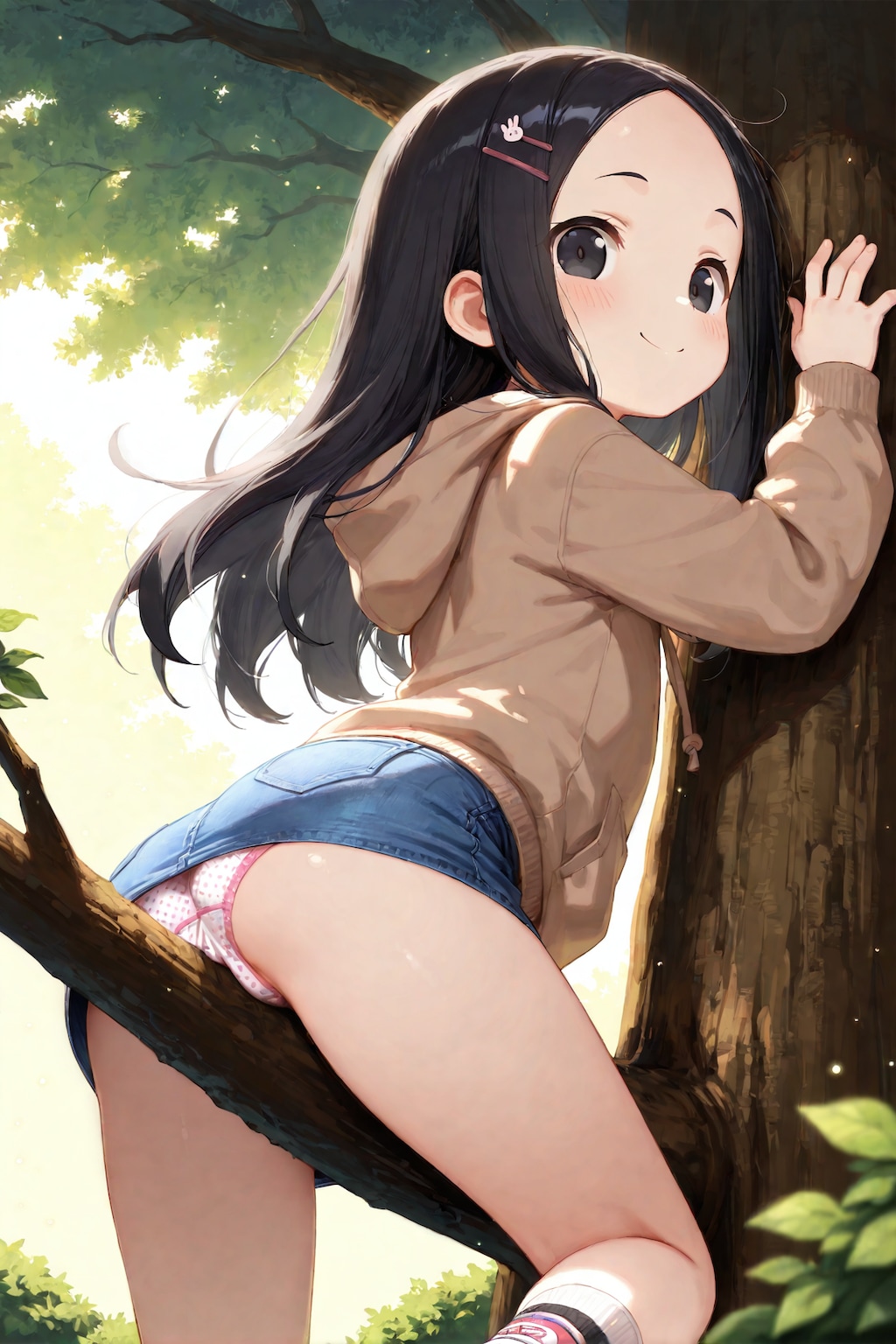 公園で木登り