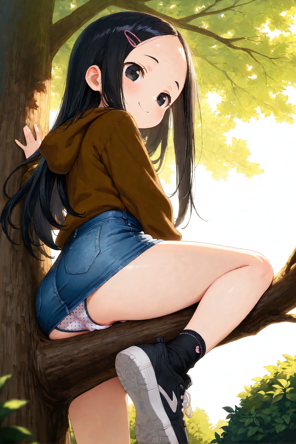 公園で木登り