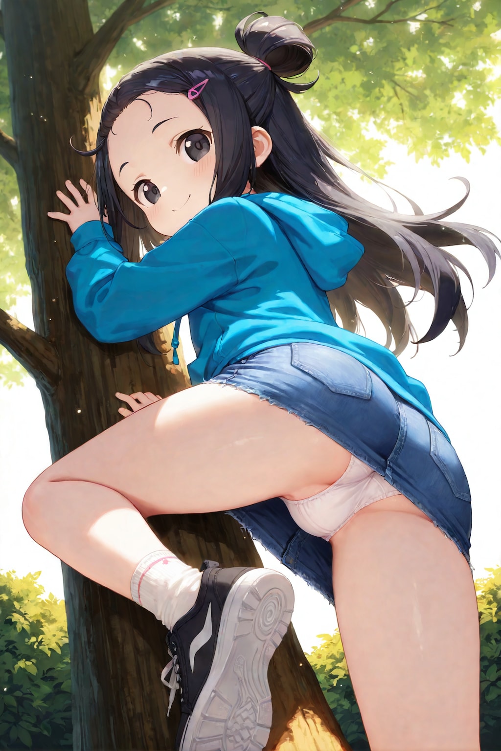 公園で木登り