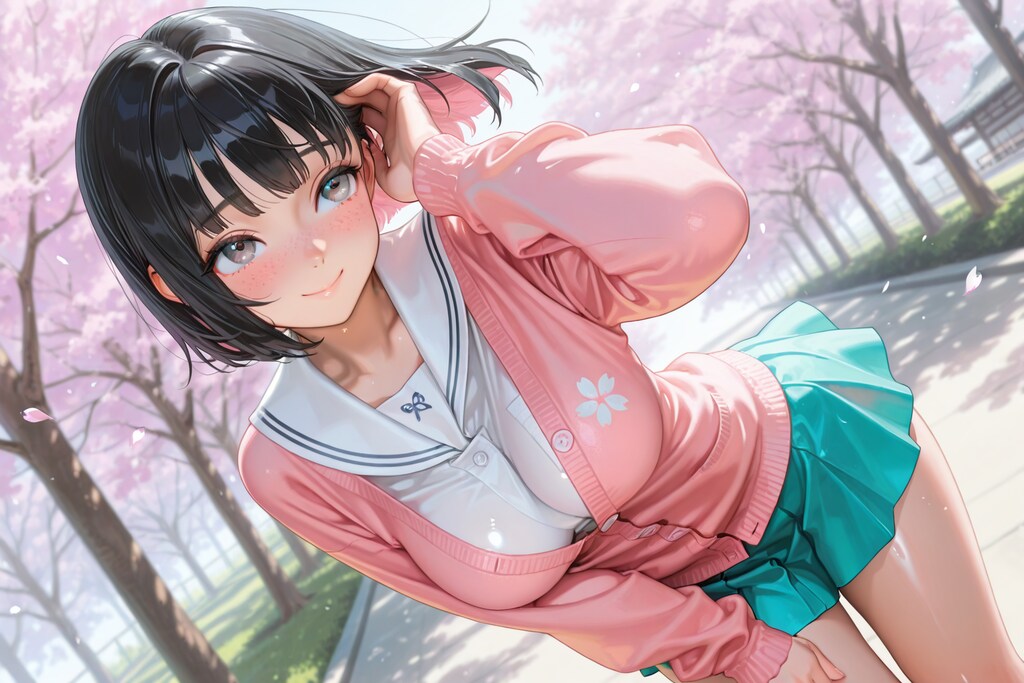 春色コーディネートなそばかすボブちゃん