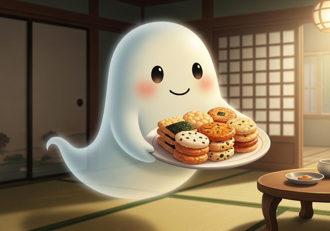 煎餅を運ぶお化けさん | の人気AIイラスト・グラビア