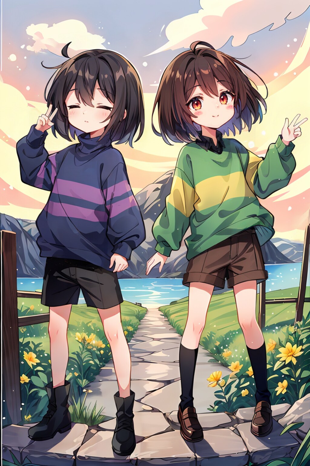 ピースするフリキャ