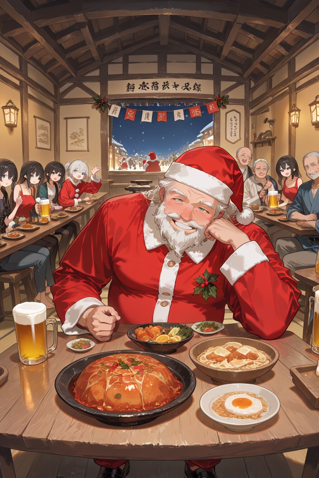 忘年会の酔っぱらいサンタ | の人気AIイラスト・グラビア