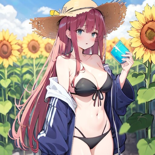 ひまわりと赤髪 | の人気AIイラスト・グラビア