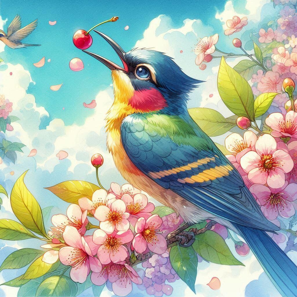 くちばしにチェリー