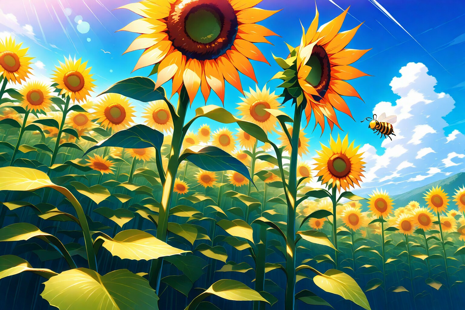 真夏の向日葵園 | の人気AIイラスト・グラビア