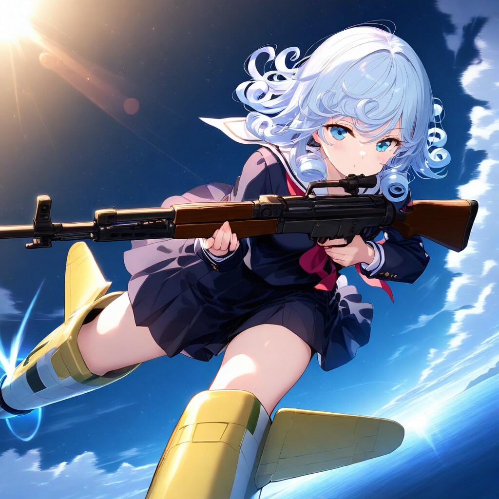 空を飛ぶ青髪ちゃん