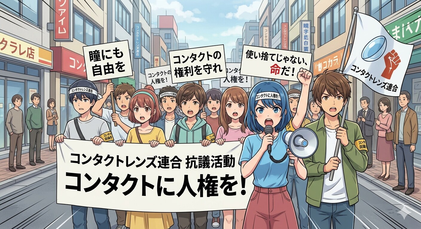 コンタクト派、裸眼派によるデモも発生