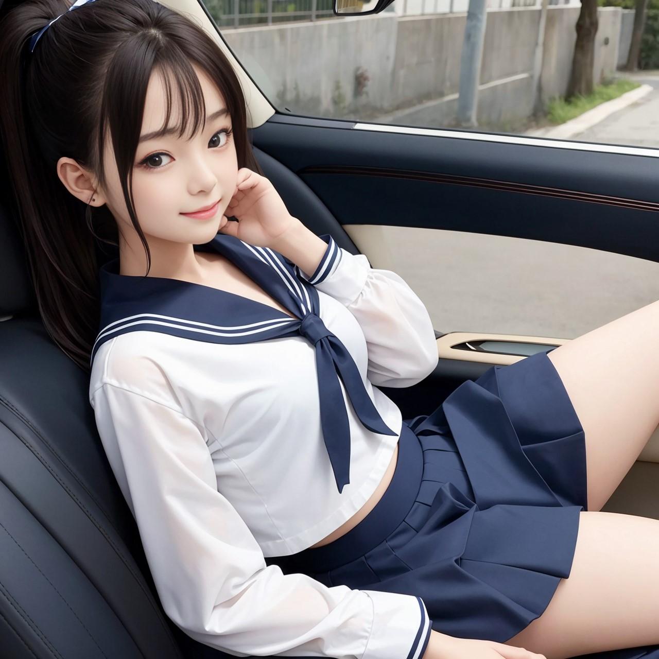 車中少女