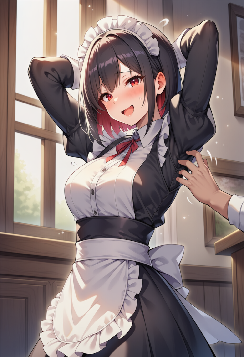 「メイドさん！くすぐられても表情を崩さないのもメイドの務めだよ！」 「ご主人何をっ？！ひゃいっ？！くすぐられても笑わないのと敵が襲撃してきても冷静なのは意味が違っ…あははははは！」