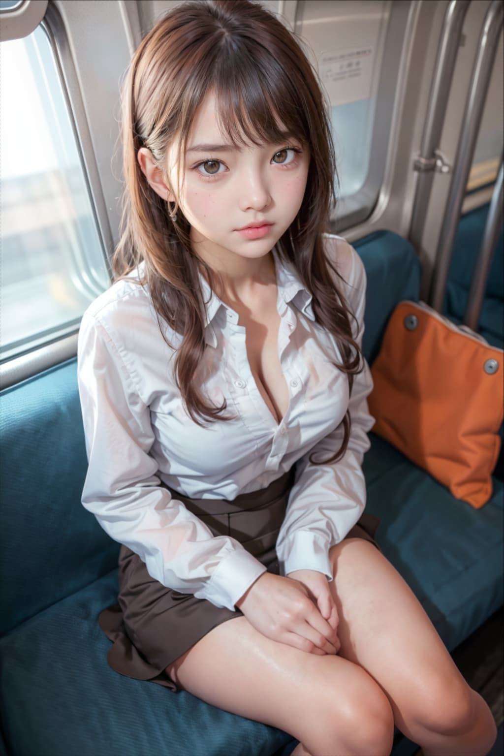 通勤電車で見つけた胸チラ集