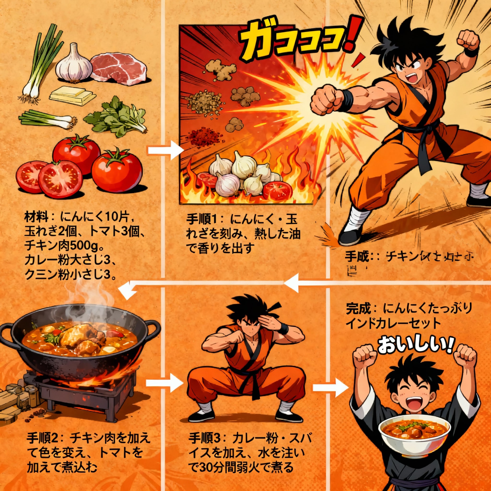 にんにくたっぷりインドカレーセットの作り方