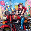 バイク乗りの女の子、愛車2台と共に 2枚目