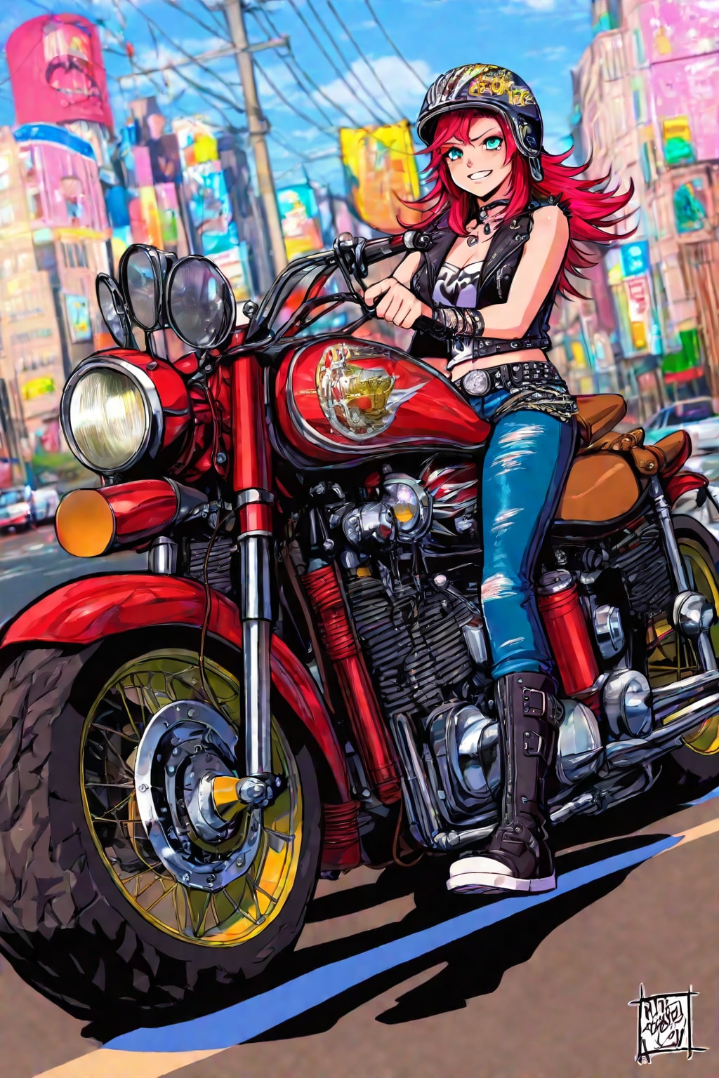 バイク乗りの女の子、愛車2台と共に