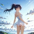 草原でぱんつが透けている服での撮影会 Y719 3枚目
