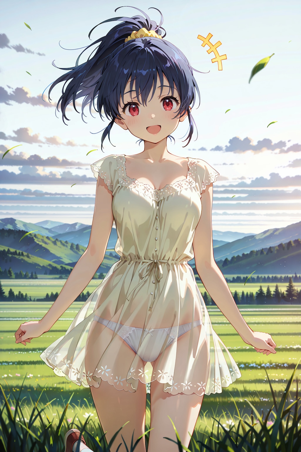 草原でぱんつが透けている服での撮影会 Y719