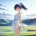 草原でぱんつが透けている服での撮影会 Y719 4枚目
