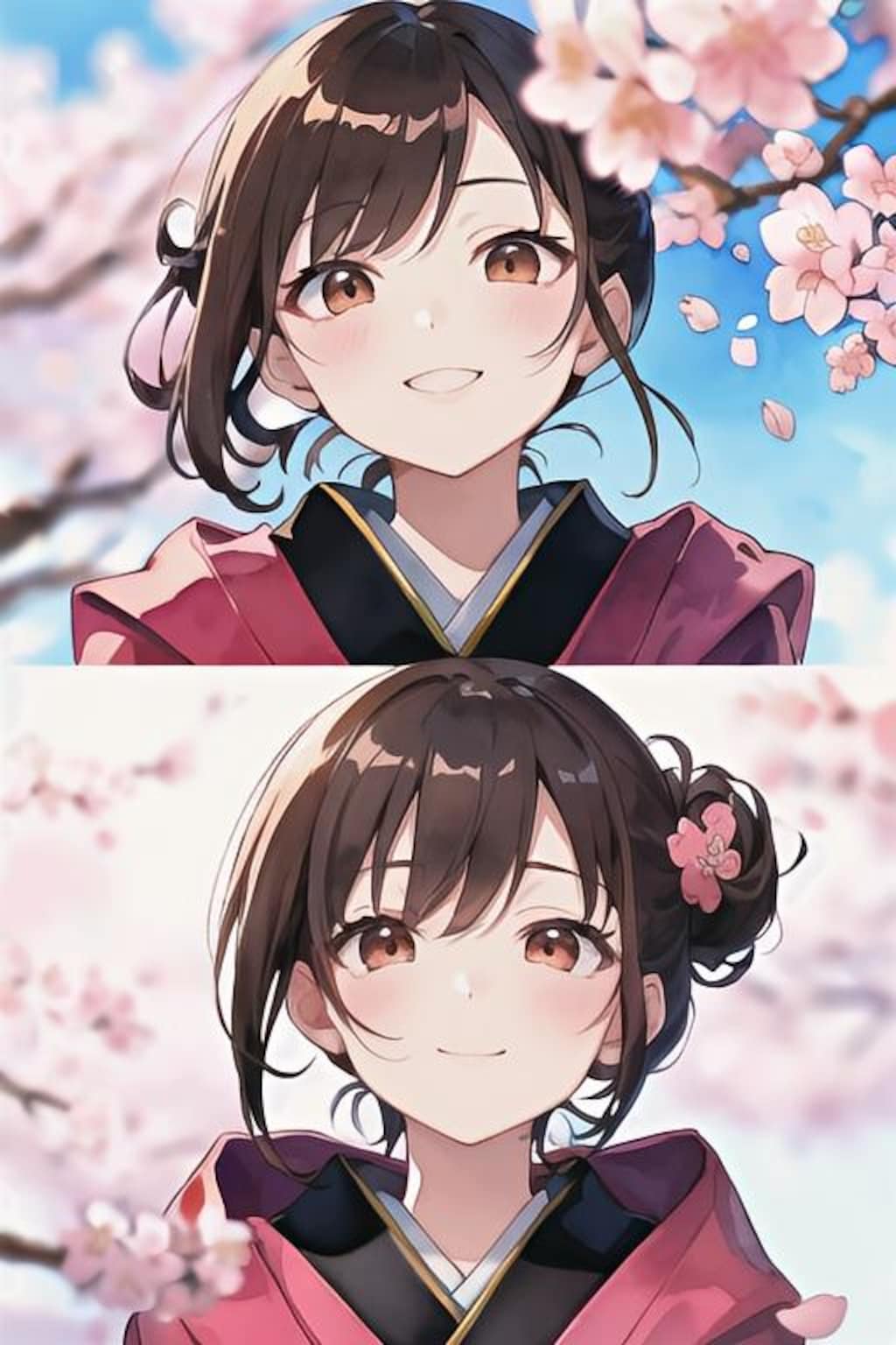 🌸と着物姿のお姉さん