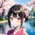 🌸と着物姿のお姉さん 4枚目