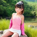 森林浴　川岸で写真撮影 4枚目
