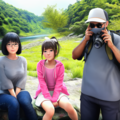 森林浴　川岸で写真撮影 7枚目
