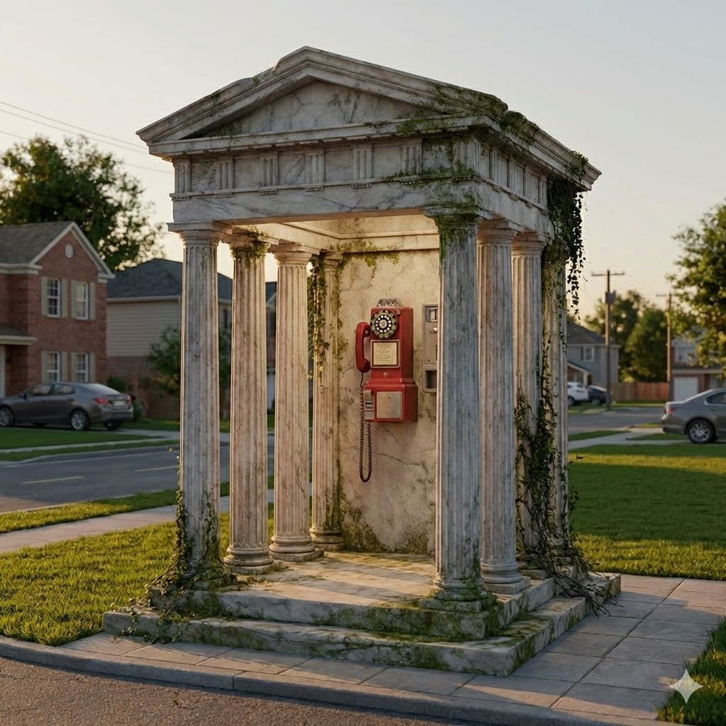 神殿の公衆電話と自販機 | の人気AIイラスト・グラビア
