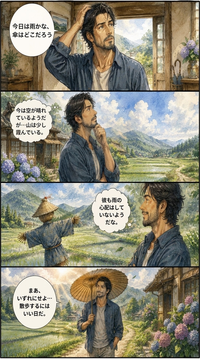 案山子とイケオジ
