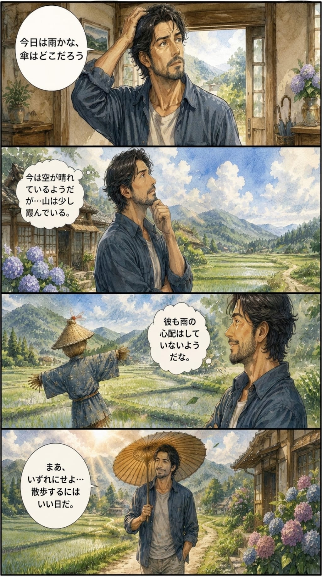 案山子とイケオジ
