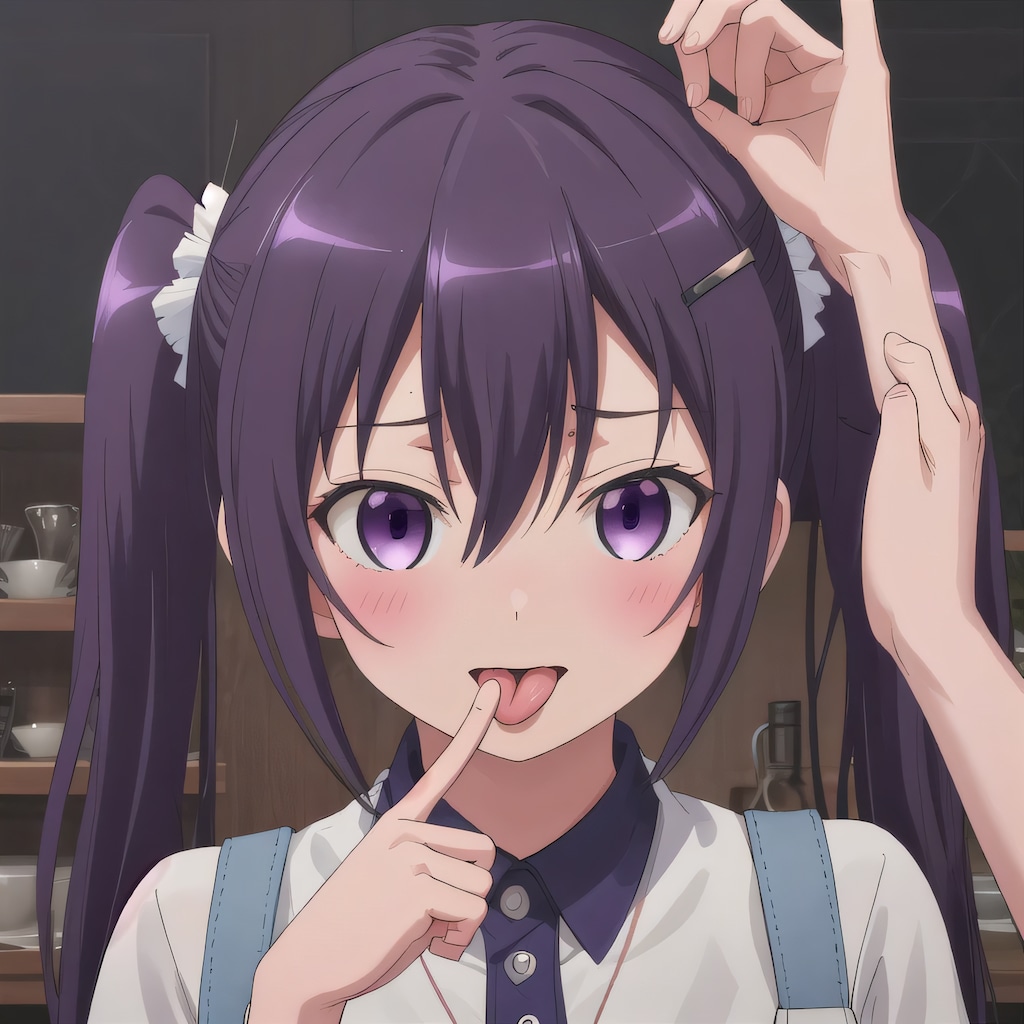 紫髪ロングの舌出し少女５