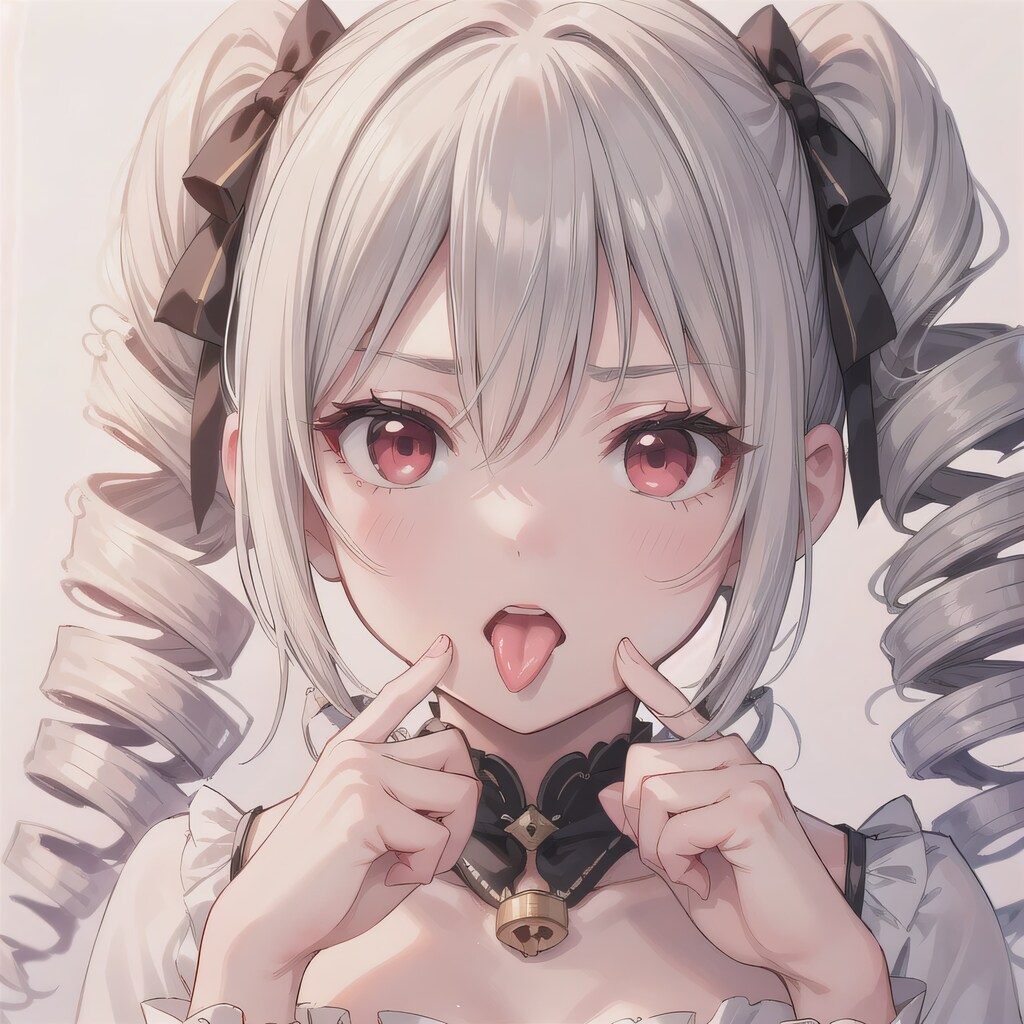 銀髪ロングの舌出し少女