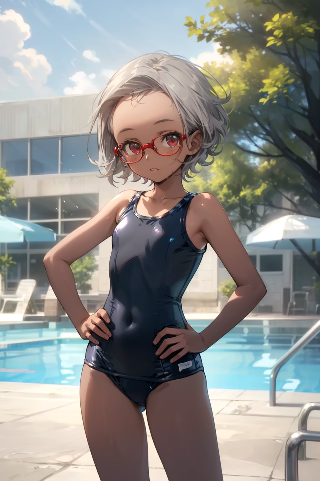 スク水の眼鏡っ娘