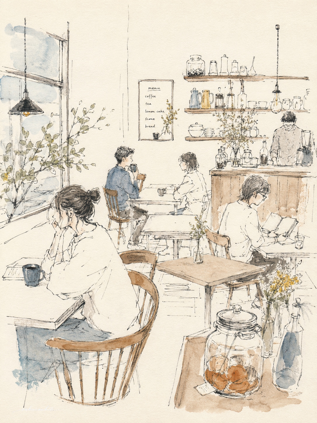 カフェにて