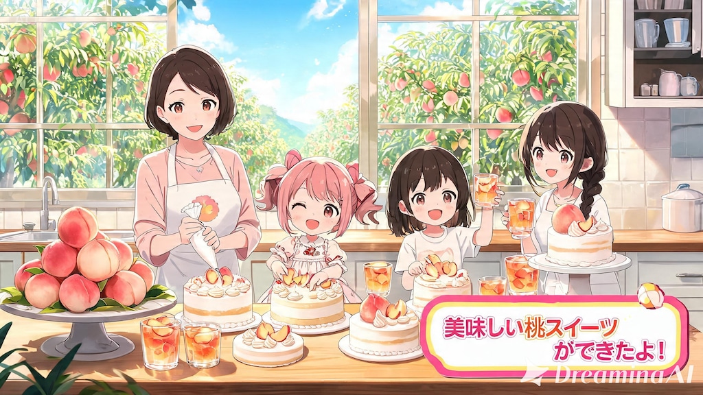 みんなで楽しく桃のスイーツ作り♪１