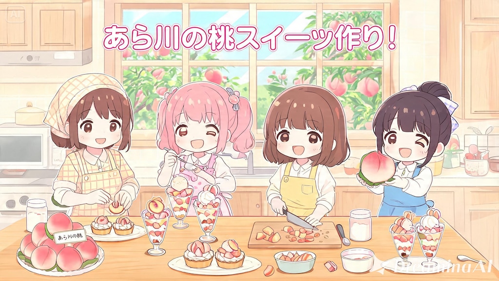 みんなで楽しく桃のスイーツ作り♪１