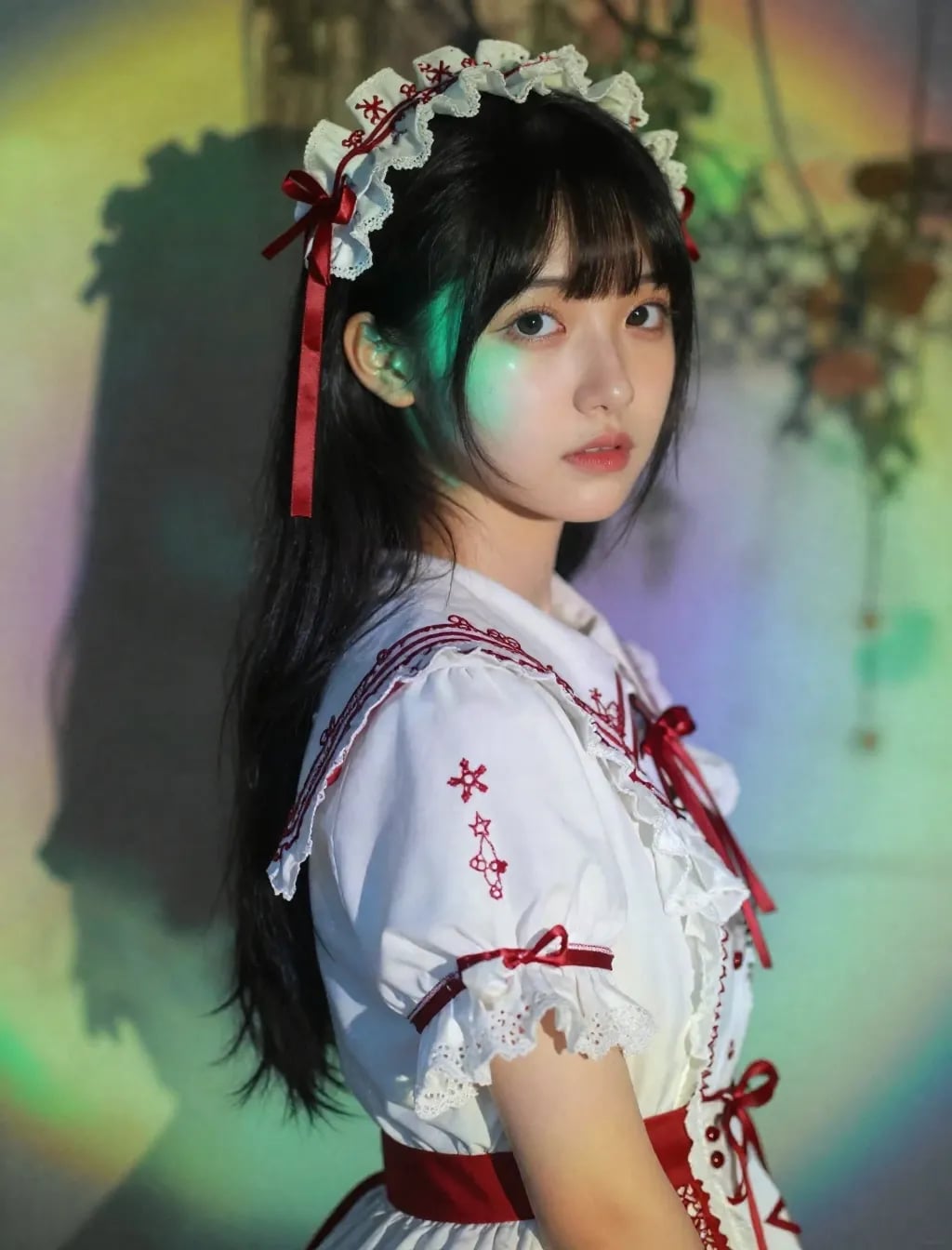 白と赤いドレス