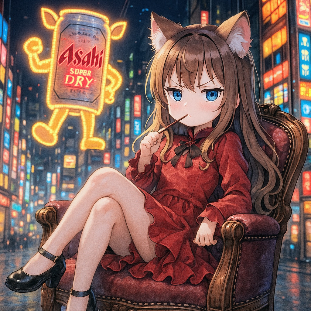 夜の街の小さな女の子