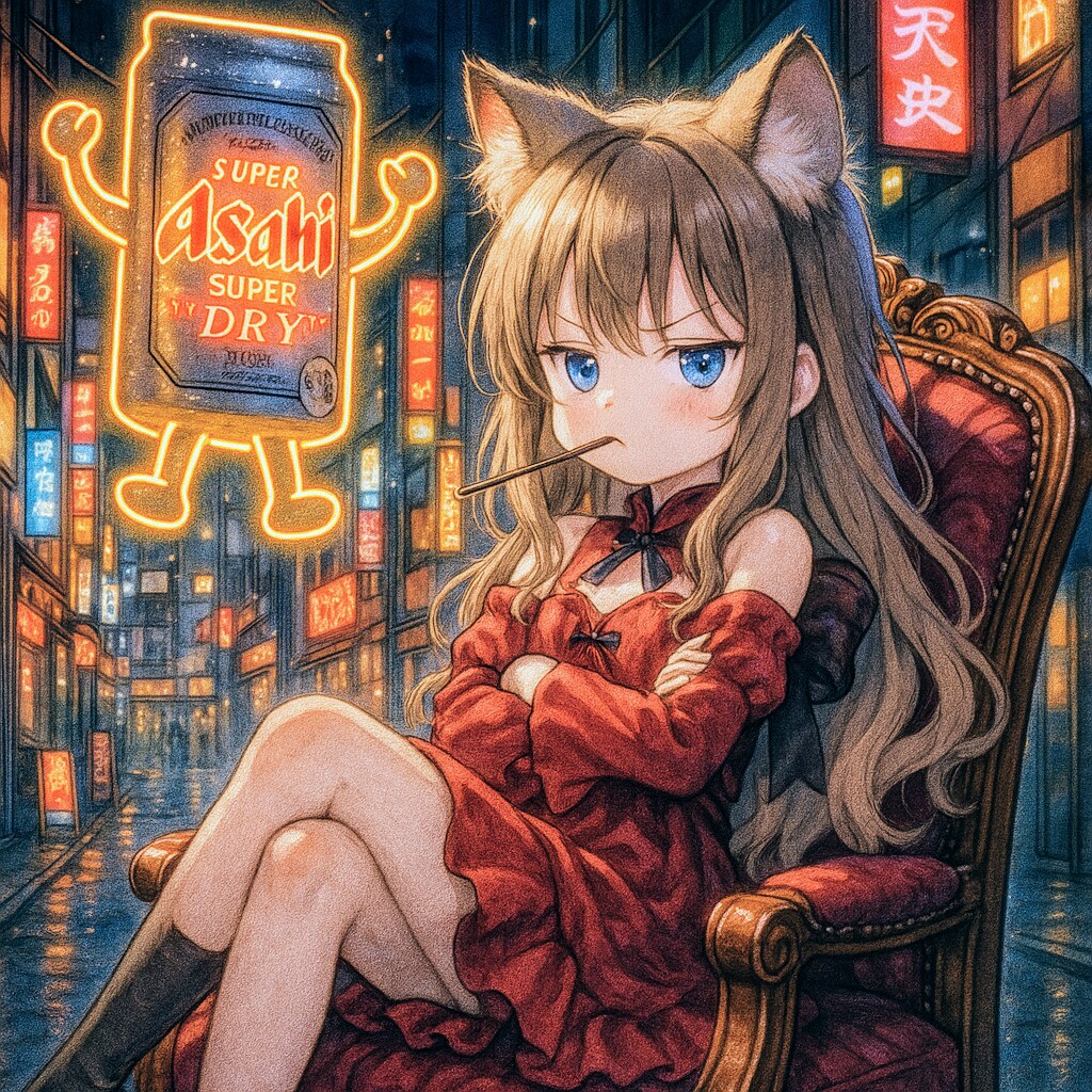 夜の街の小さな女の子