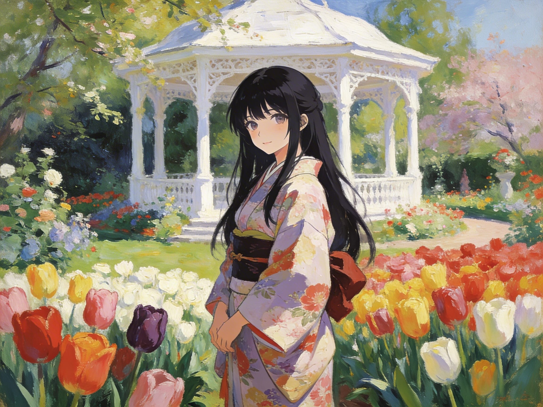 和服美人と鬱金香 | の人気AIイラスト・グラビア