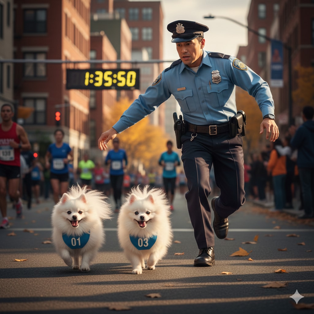 ポメラニアン「僕も駅伝選手と一緒に走るぞ♪」