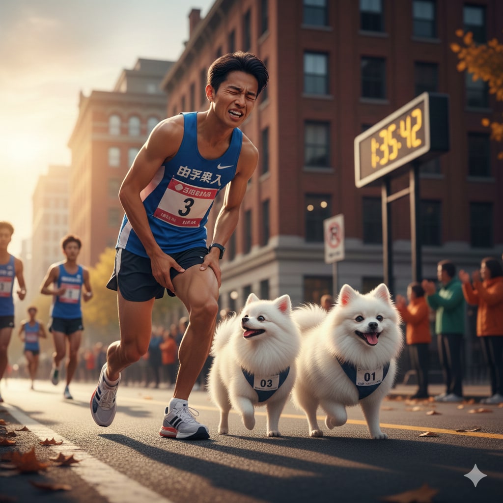 ポメラニアン「僕も駅伝選手と一緒に走るぞ♪」