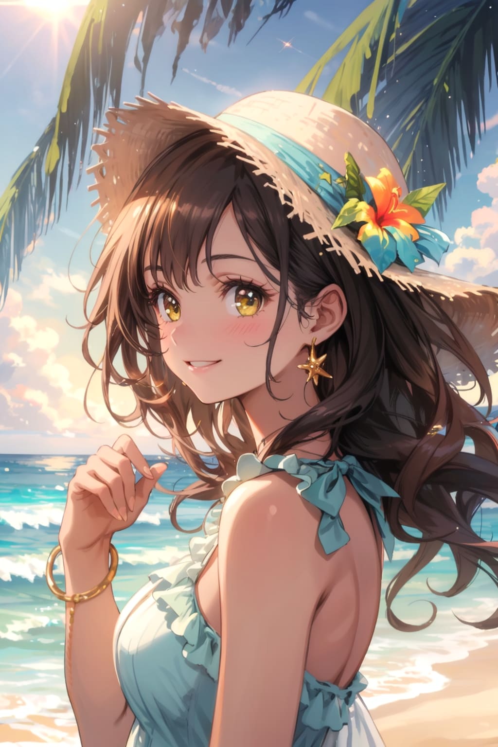 波打ち際で
