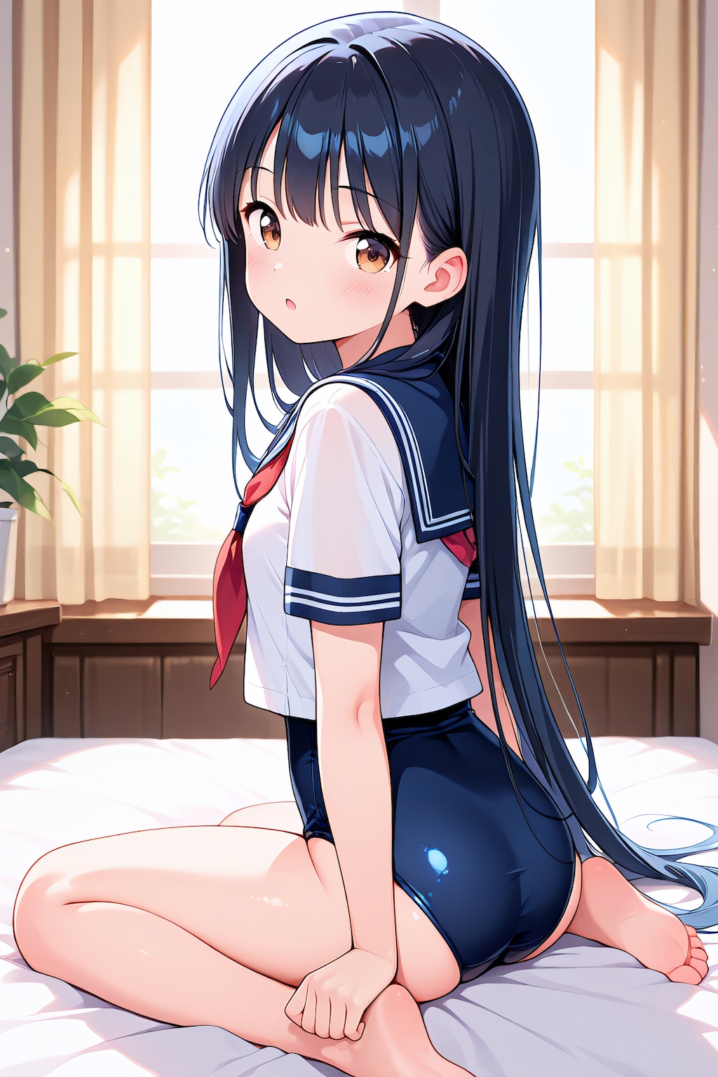 黒髪ロングセーラー服