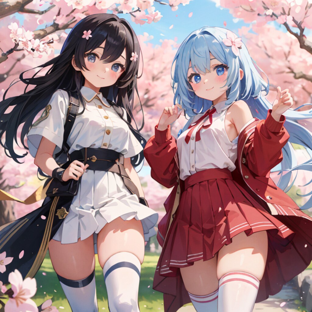 仲いい友だちと桜